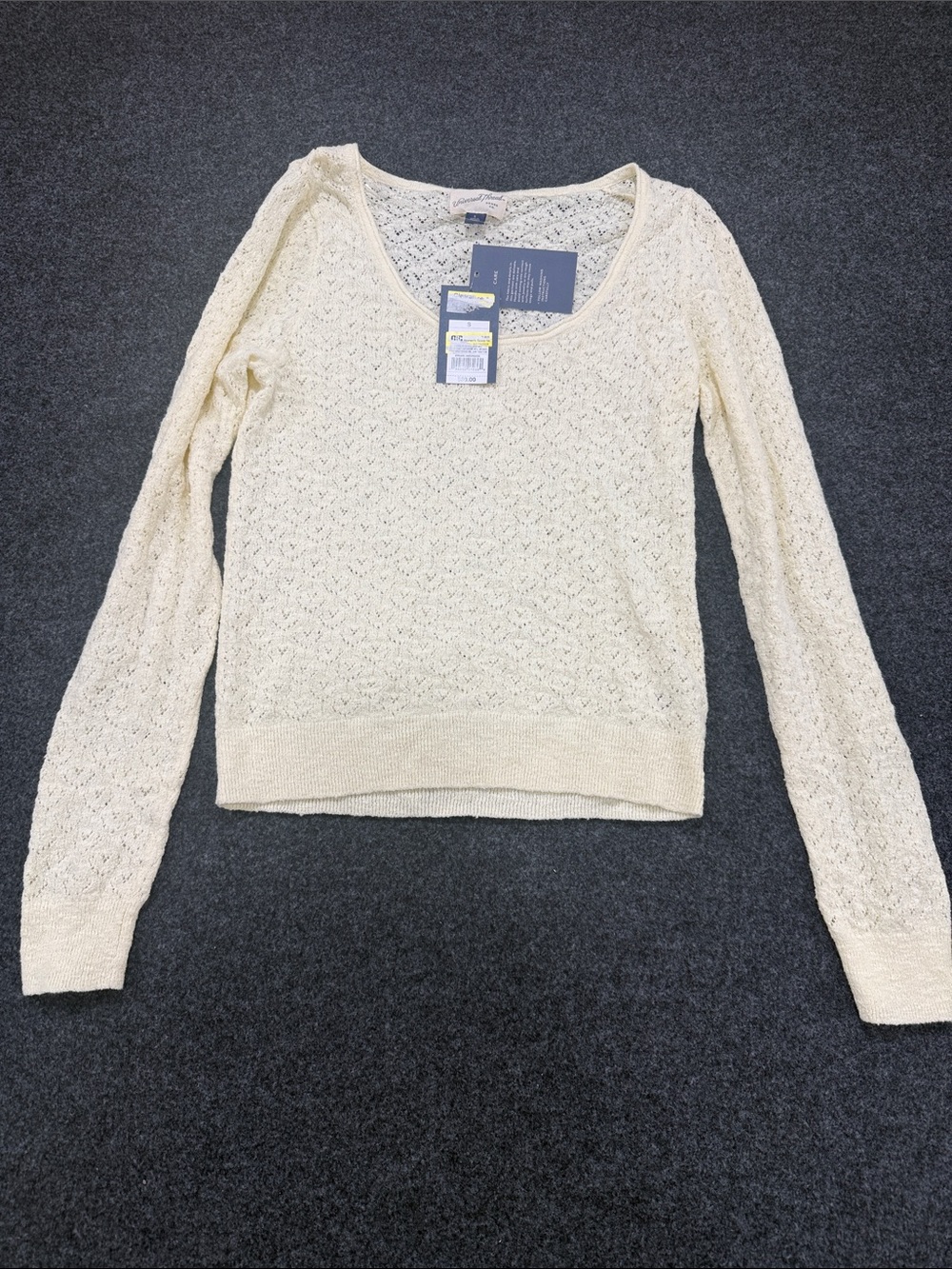 Universal Thread Pale Cream Open-Knit Scoop Neck Sweater